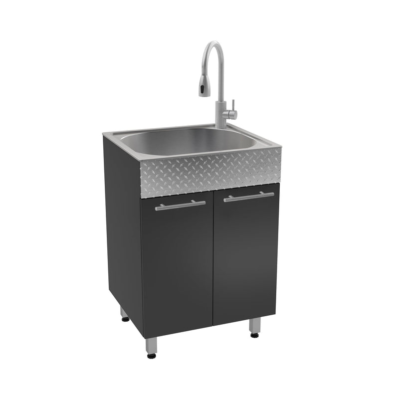 CABINET WITH STAINLESS STEEL SINK CHARCOAL