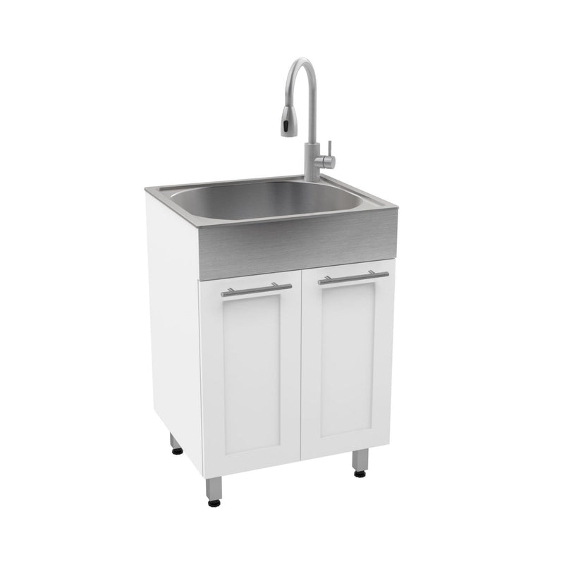 CABINET WITH STAINLESS STEEL SINK WHITE