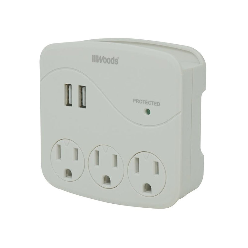 WOODS 3 OUTLET 2 USB SURGE PROTECTOR