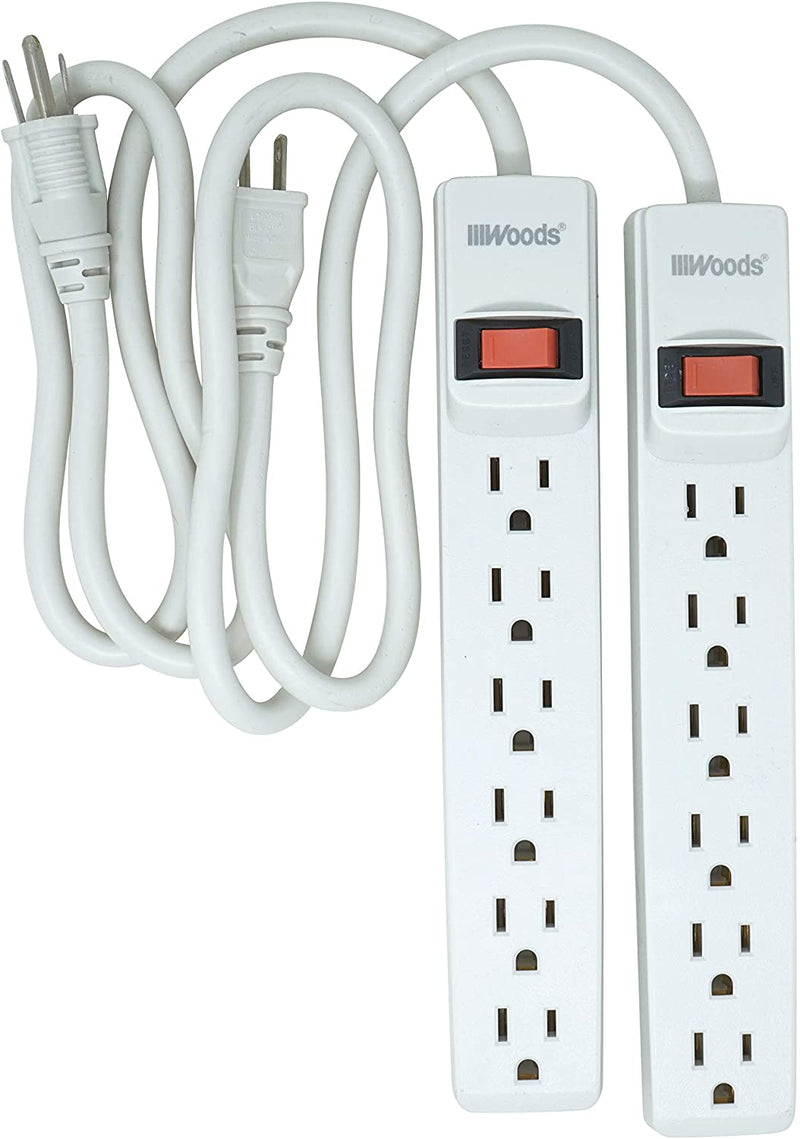 WOODS 6 OUTLET POWER STRIP 2PK