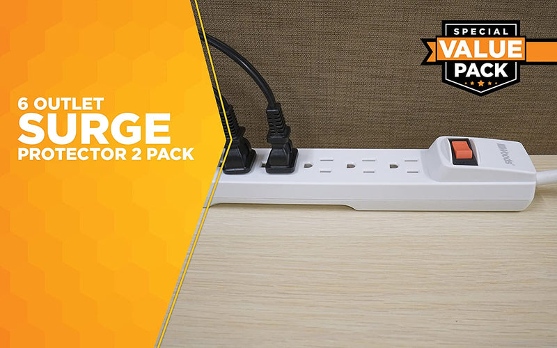 WOODS 6 OUTLET POWER STRIP 2PK