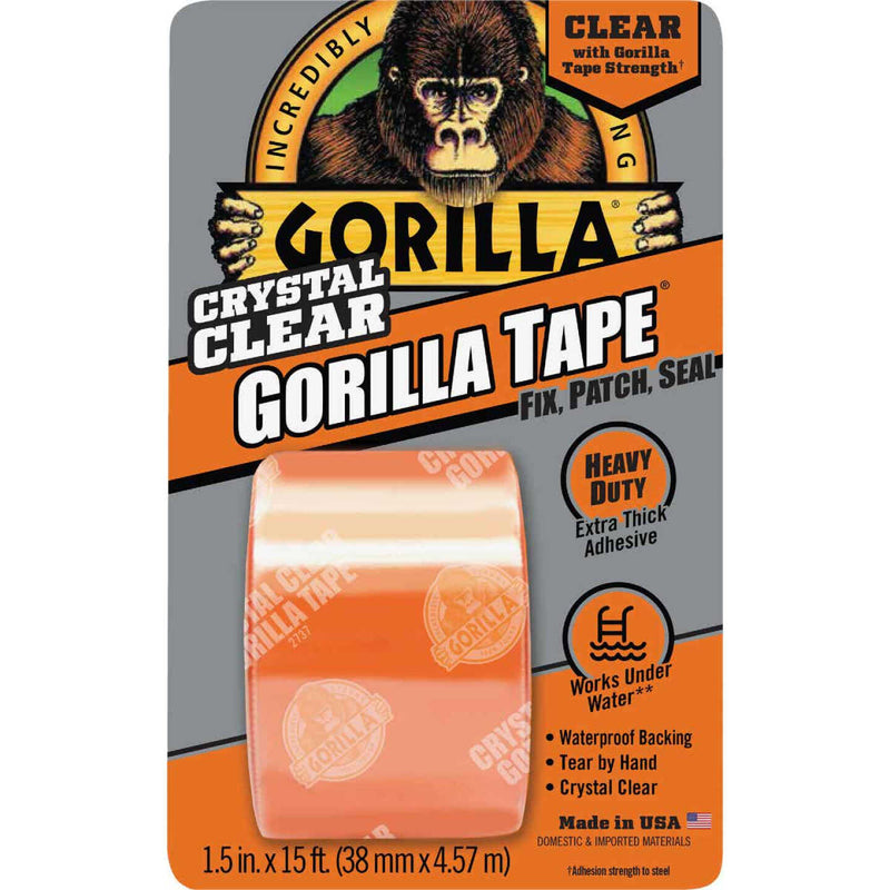 GORILLA 1.5" X 5YD CRYSTAL CLEAR DUCT TAPE