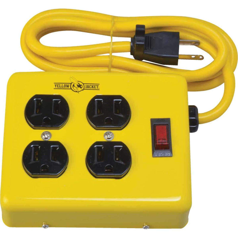 YELLOW JACKET 4-OUTLET METAL POWER STRIP WITH 4FT CORD