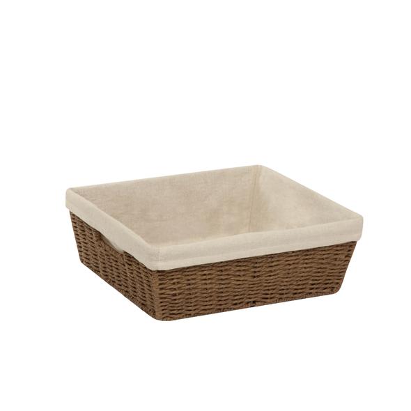PARCHMENT CORD BASKET W/LINER, TRAY