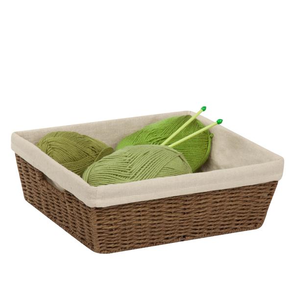 PARCHMENT CORD BASKET W/LINER, TRAY