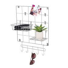 8-PIECE WIRE WALL GRID WITH STORAGE ACCESSORIES, CHROME