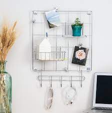 8-PIECE WIRE WALL GRID WITH STORAGE ACCESSORIES, CHROME